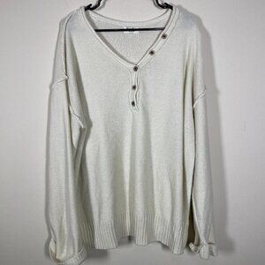 Haptics by Holly Harper Women's Long Sleeve Ivory Sweater With Button De…